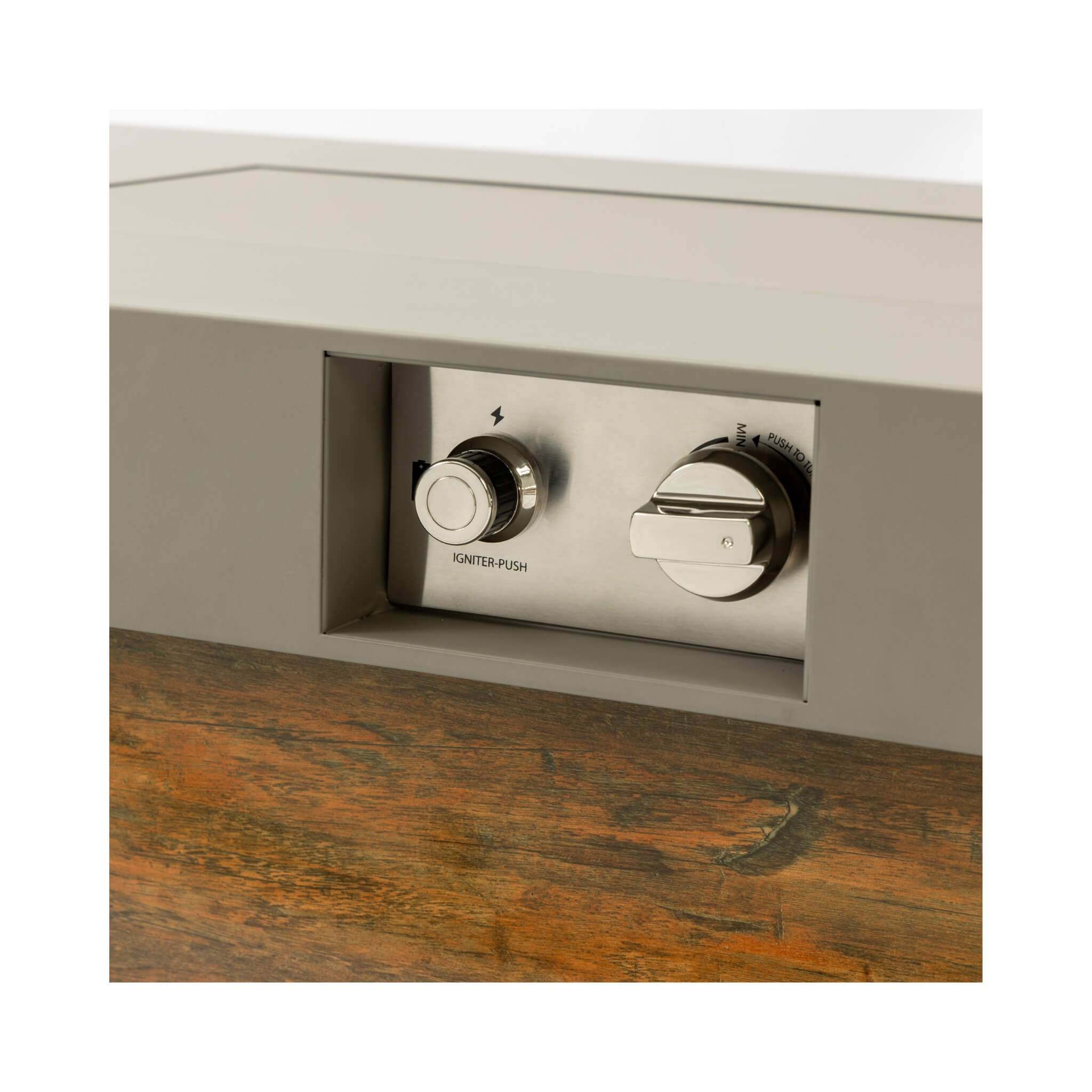 Alora Luxury 48-Inch Outdoor Wood Grain Iron Fire Pit Table With Lava Rocks (SAK37905)