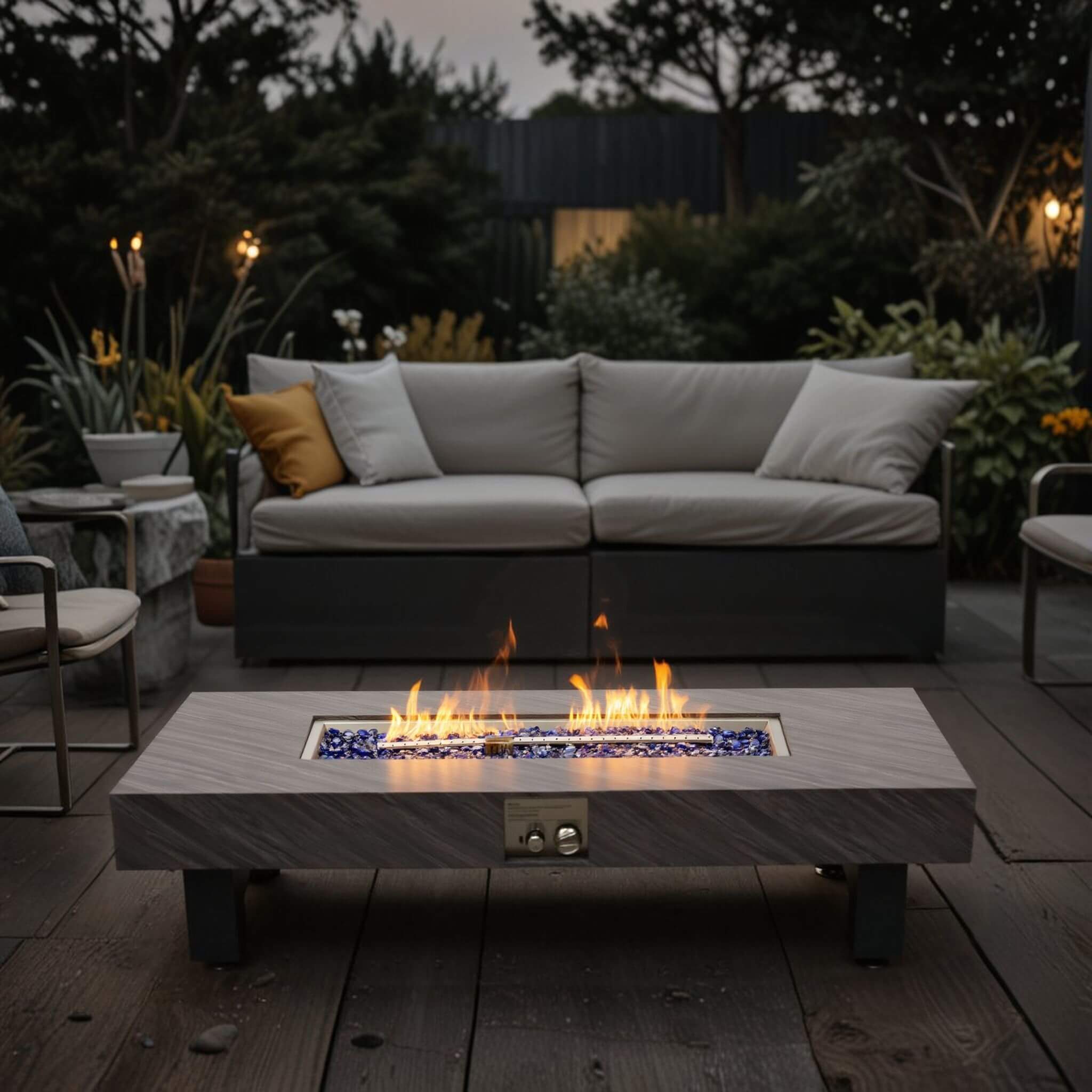 Alora 54-Inch Modern Outdoor Propane Fire Pit Table With Waterproof Cover (SAK42628)