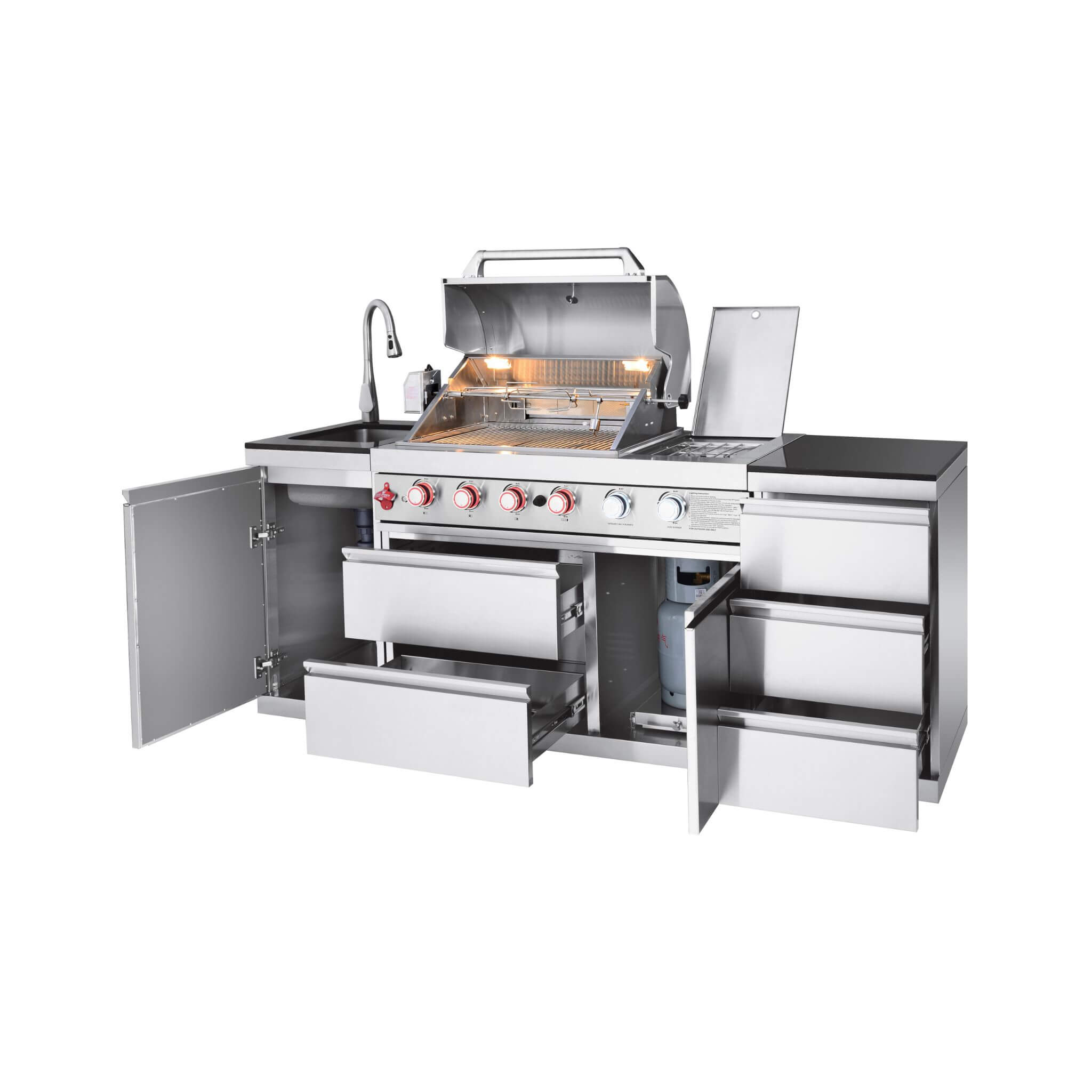 Castelle Flame Deluxe 4-Burner 72000 BTU Stainless Steel BBQ Island (SAK31425)