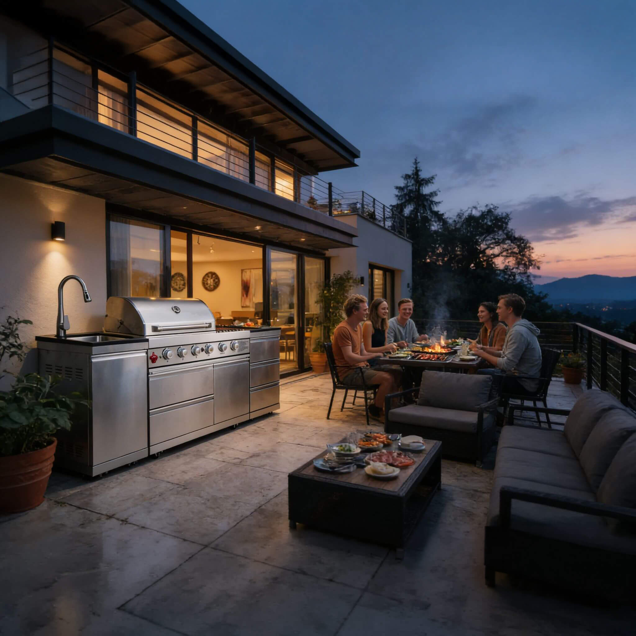 Castelle Flame Deluxe 4-Burner 72000 BTU Stainless Steel BBQ Island (SAK31425)