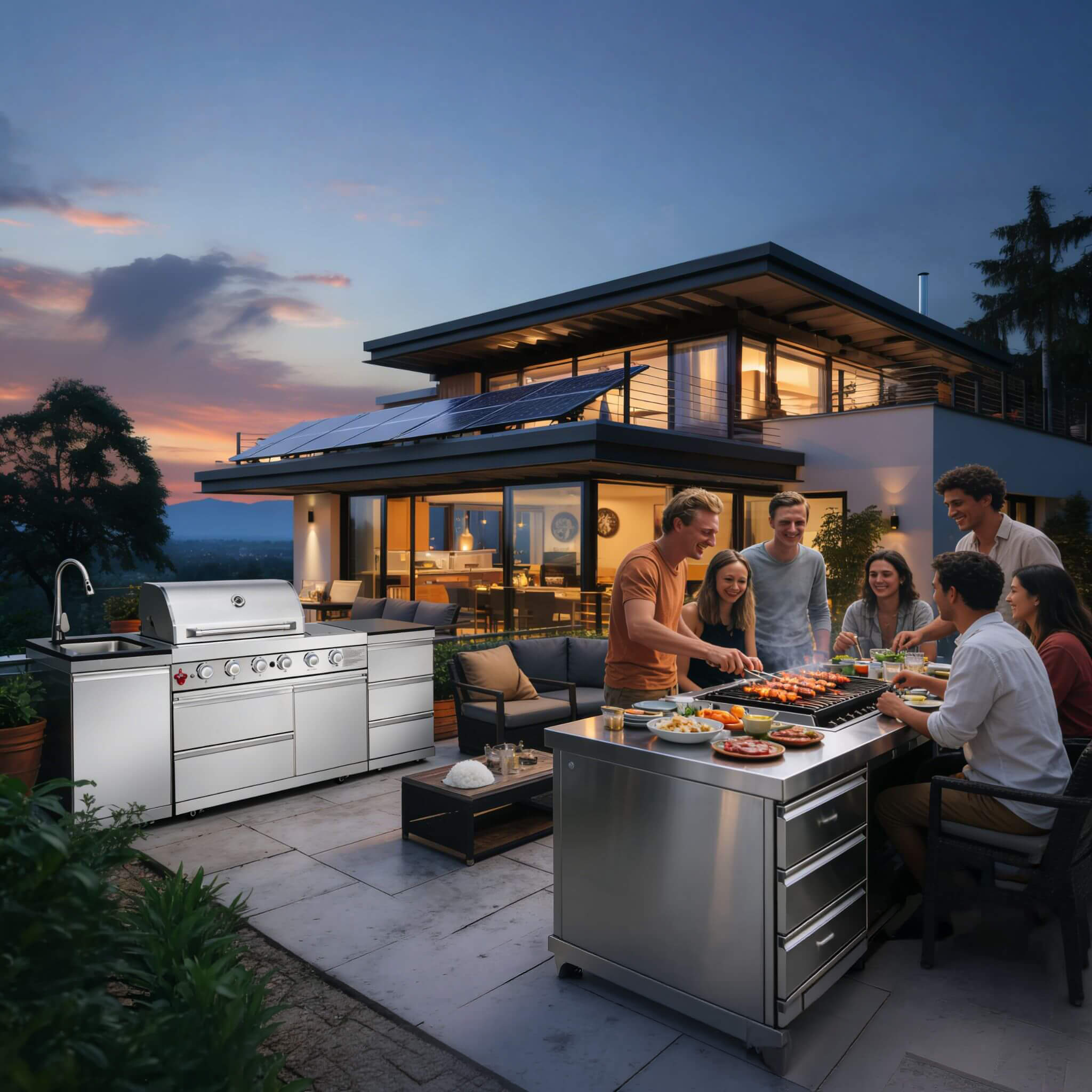 Castelle Flame Deluxe 4-Burner 72000 BTU Stainless Steel BBQ Island (SAK31425)