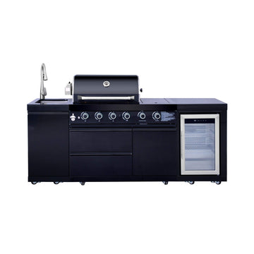 Castelle Flame Monarch 4-Burner 72000 BTU BBQ Island With Fridge And Sink (SAK68127)