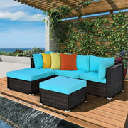 Alora Outdoor Patio Rattan Turquoise Furniture Sectional Conversation Sofa Set, 5PCS (SAK56878)