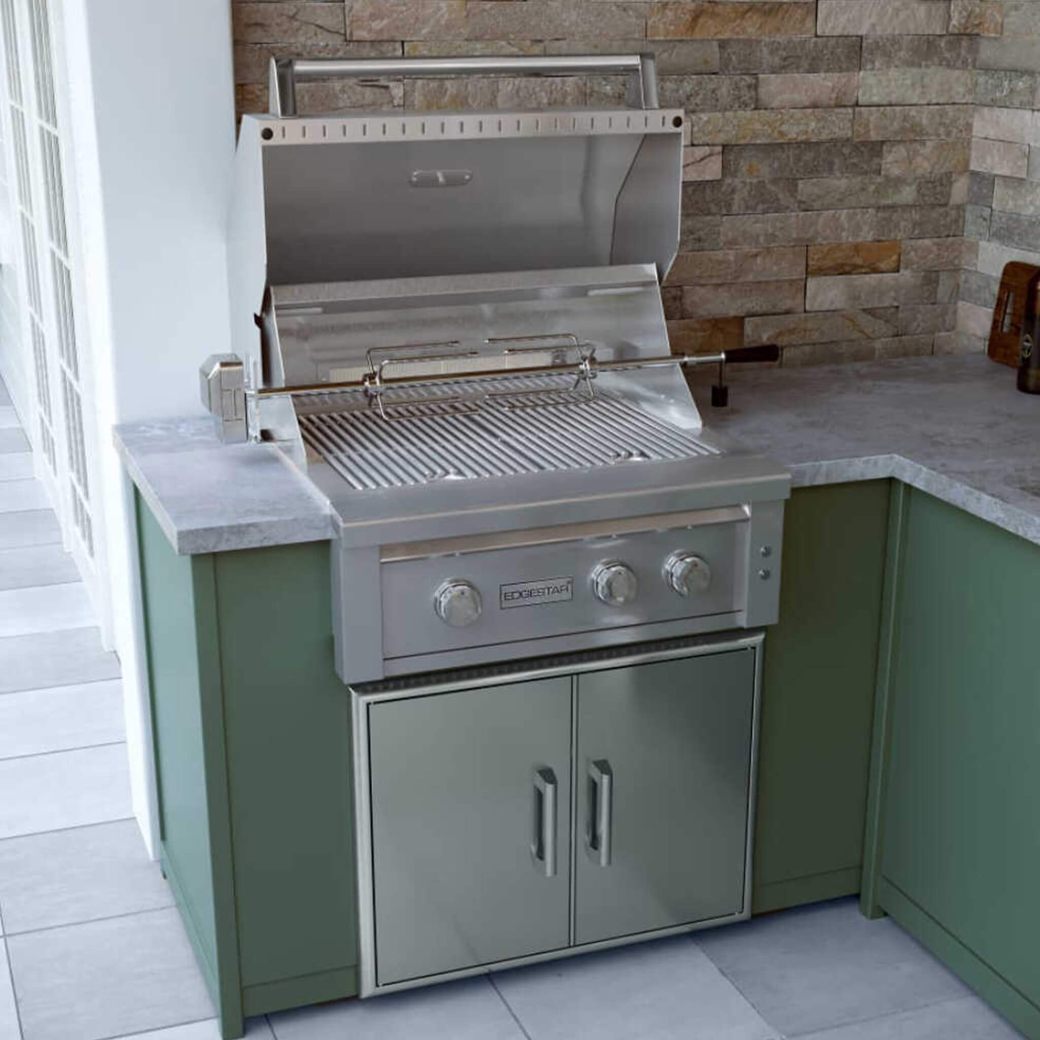 Edgestar 60K BTU 30-Inch Natural Gas Built-In Grill With Lighted Grill Area And Double Access Doors (SAK82568)