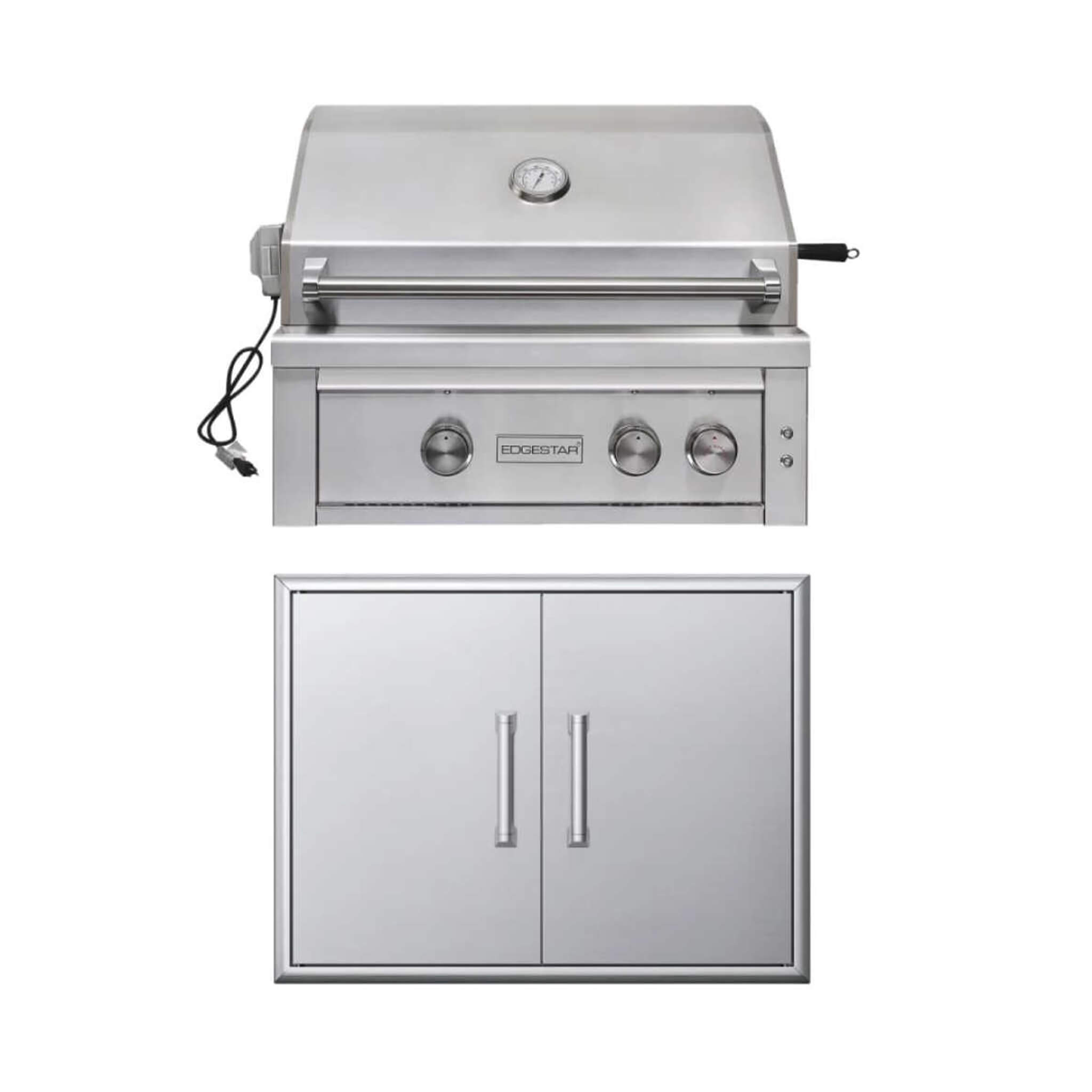 Edgestar 60K BTU 30-Inch Natural Gas Built-In Grill With Lighted Grill Area And Double Access Doors (SAK82568)