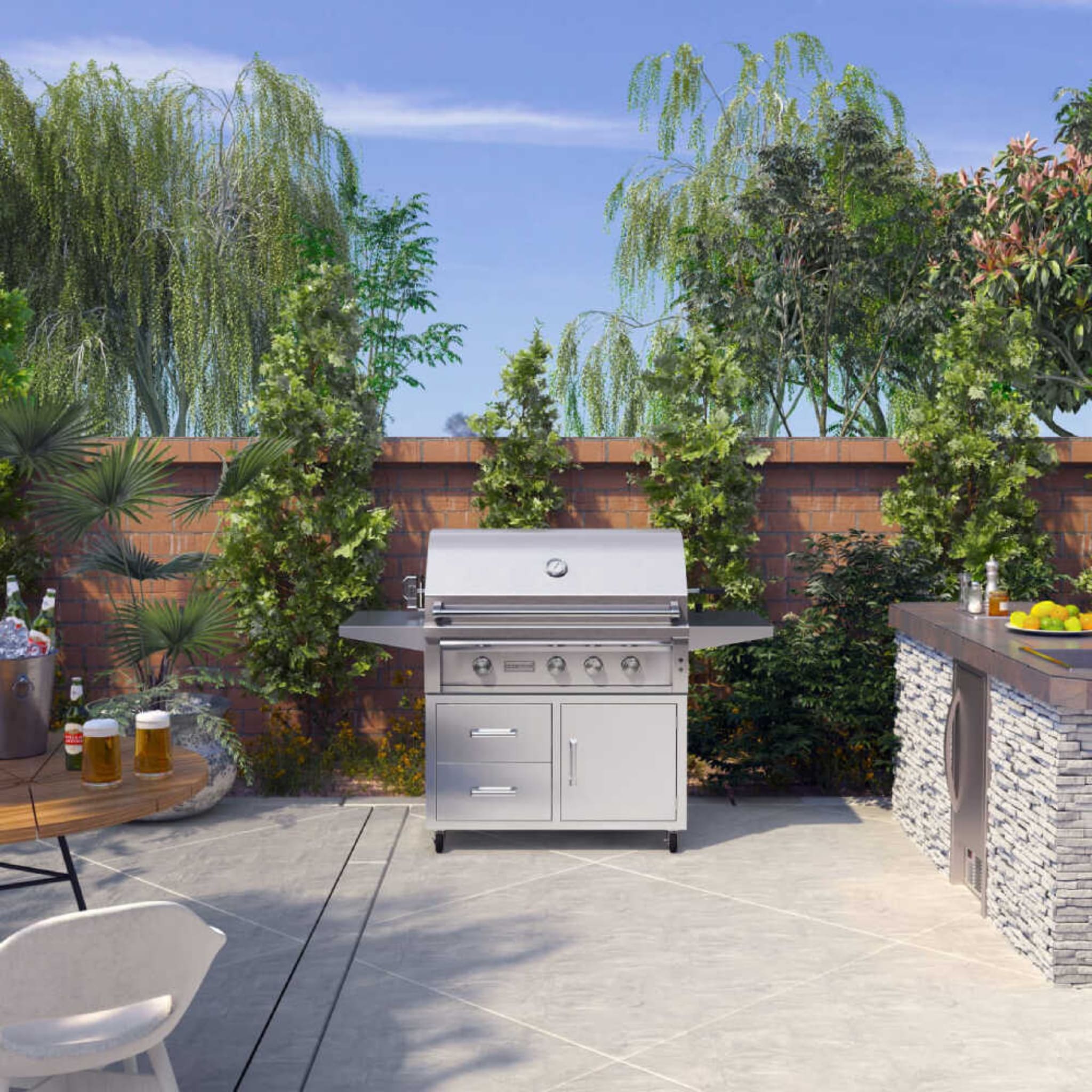 Edgestar 89K BTU 36-Inch Liquid Propane Freestanding LED Lighting Grill Cart With Rotisserie (SAK85914)