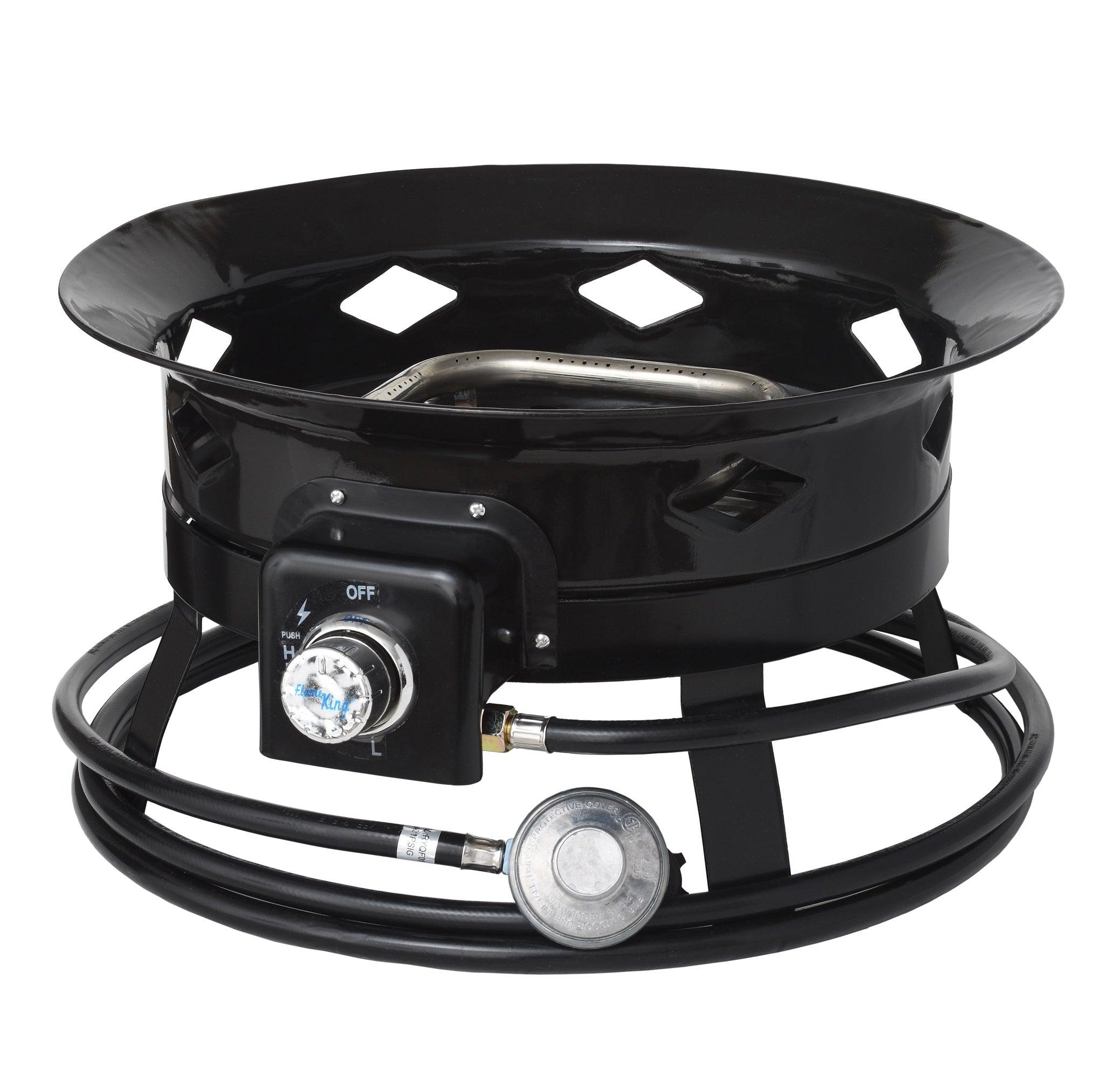 Flame King Outdoor Portable Propane Gas 19″ Fire Pit Bowl with Self Igniter Cover Carry Straps