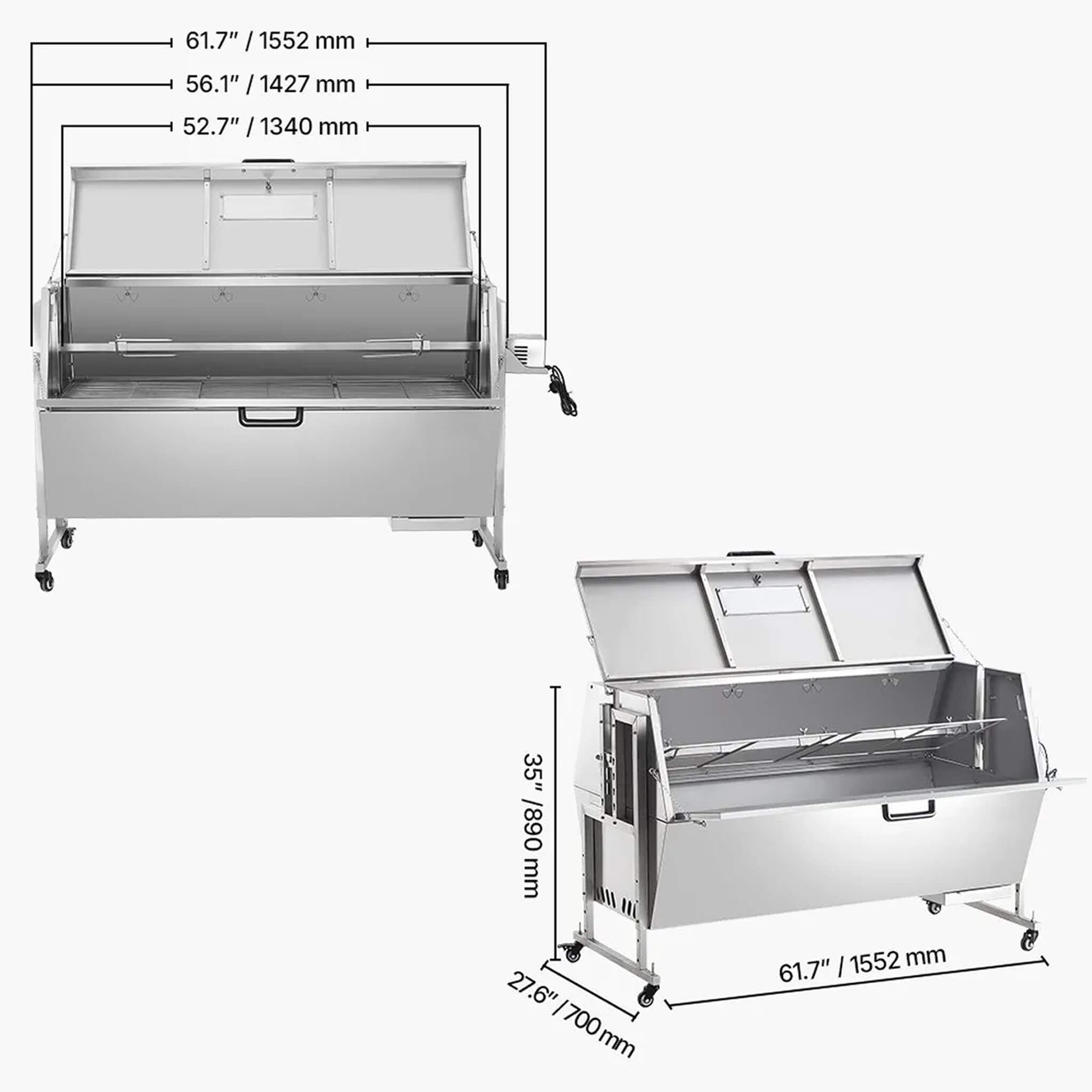 Heavy-Duty 52W Spit Roaster Rotisserie BBQ Grill For Pig, Lamb And Chicken (SAK59286)