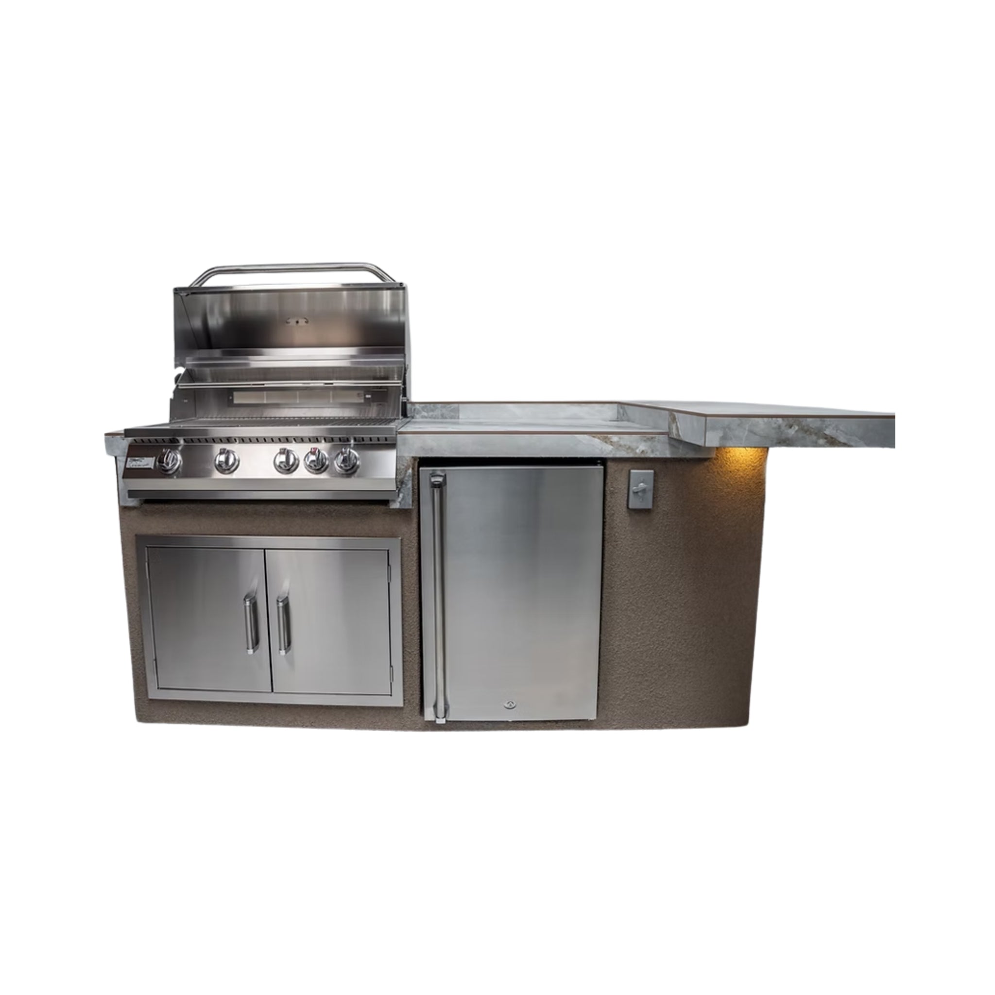 KoKoMo Grills St.John 7FT BBQ Island With LEDs, Built-In BBQ And Refrigerator [Made-To-Order]