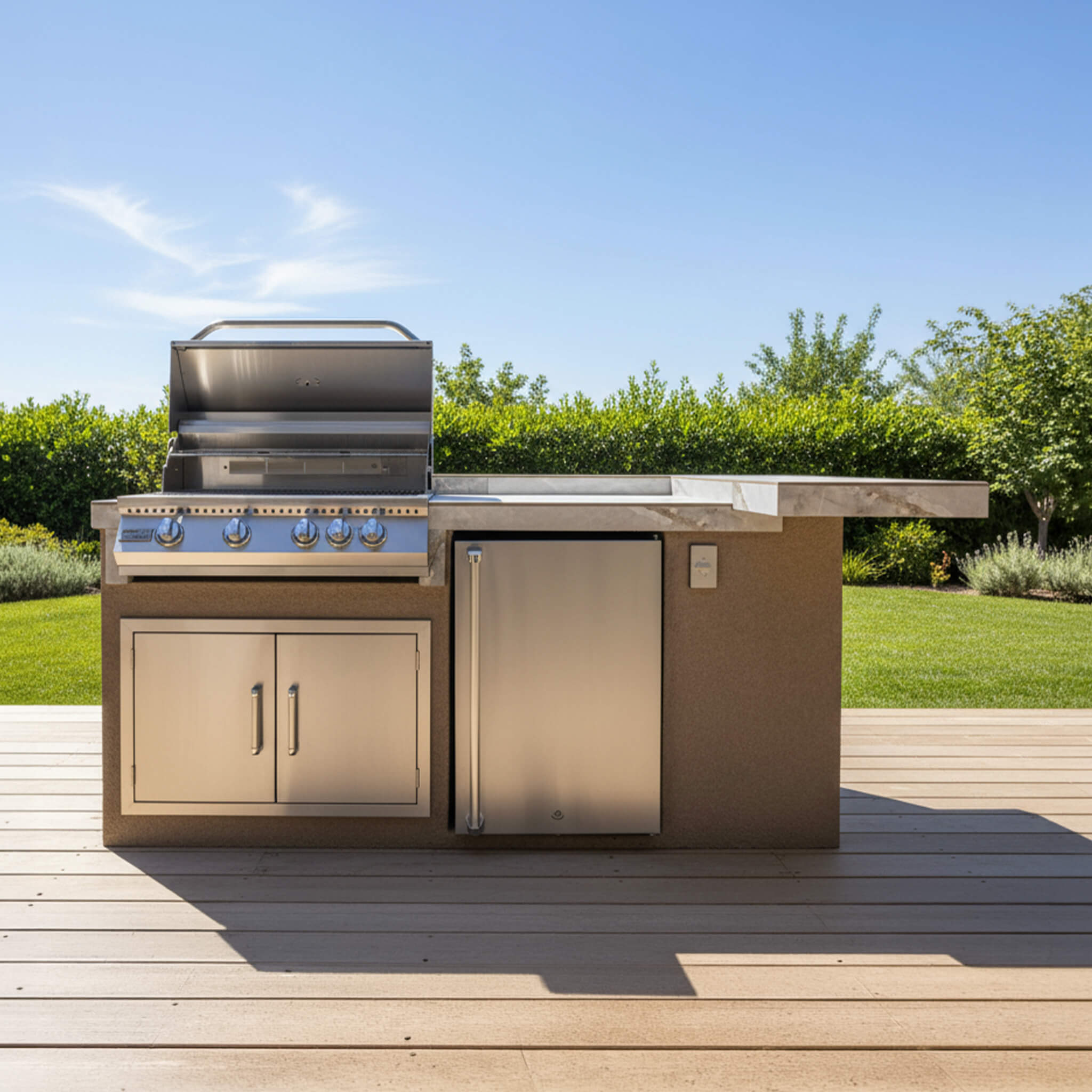 KoKoMo Grills St.John 7FT BBQ Island With LEDs, Built-In BBQ And Refrigerator [Made-To-Order]