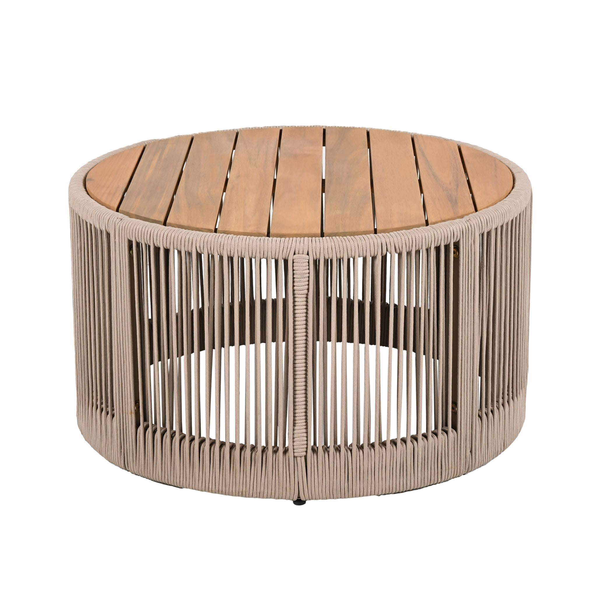 Modern Rustic Coffee Table & Side Table With Woven Rope Design (SAK56739)