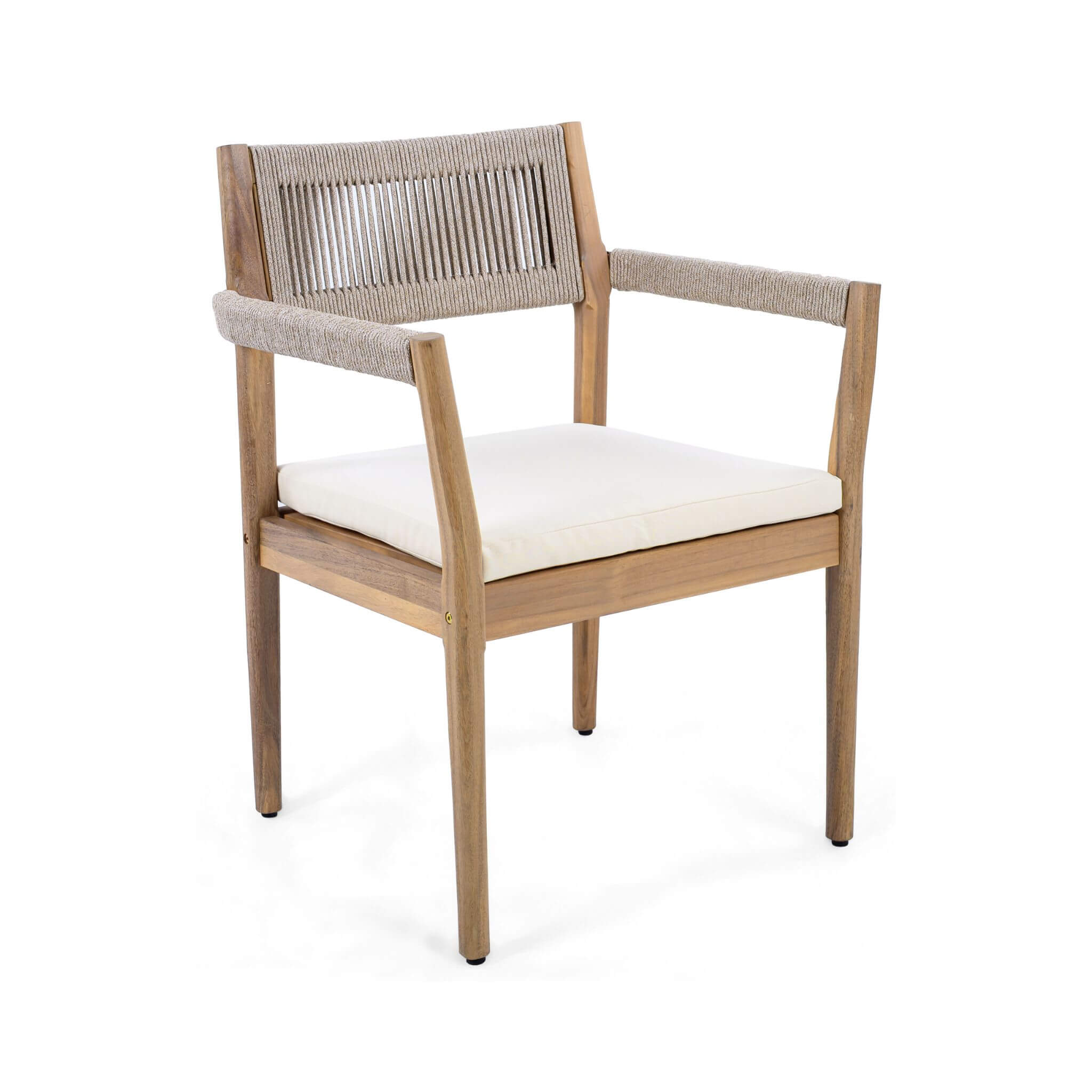 Alora Premium 5-Piece Outdoor Acacia Wood Patio Furniture Set With Braided Dining Chairs, Cushions, And Dining Table (SAK26754)