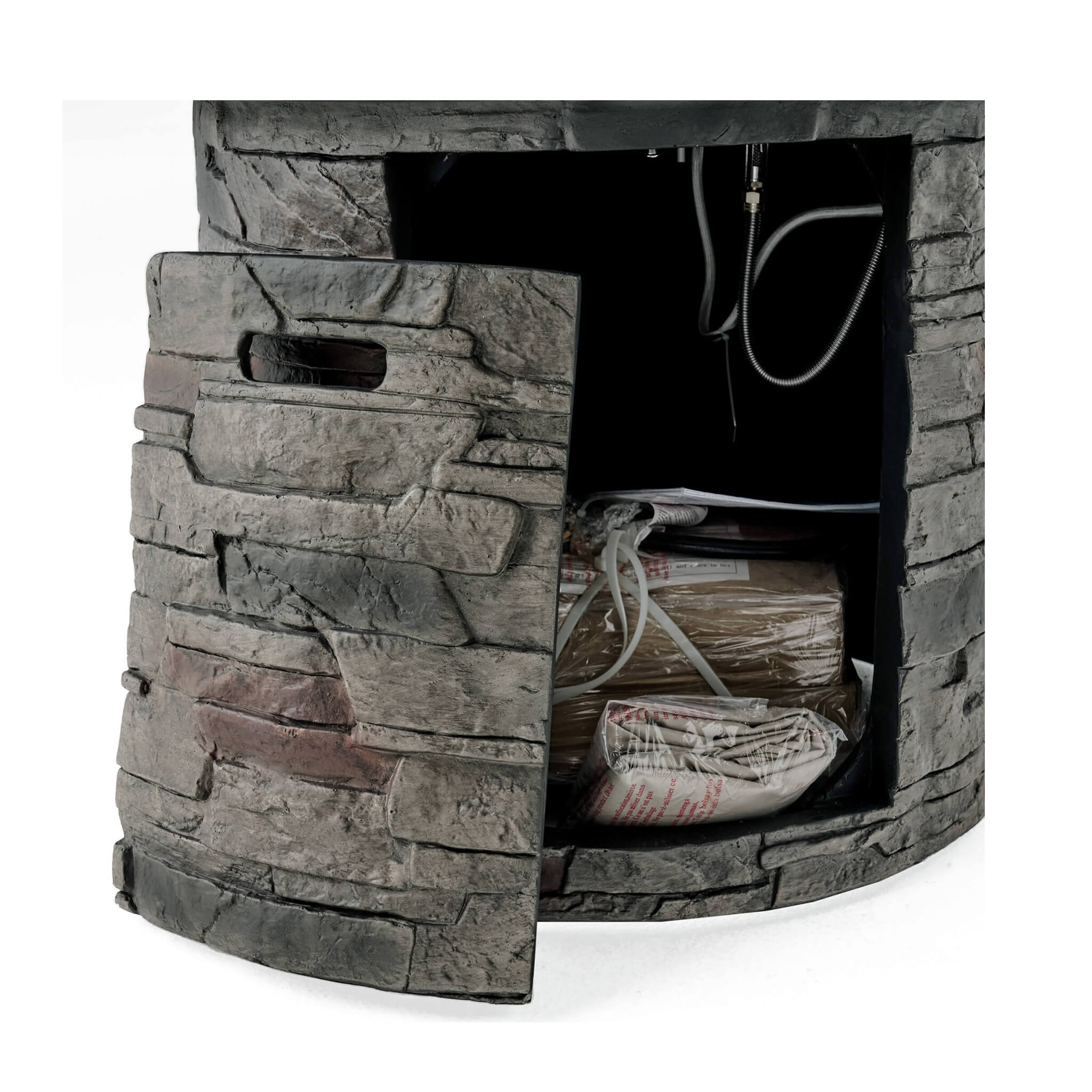 Alora 32-Inch Transitional Outdoor Concrete Round Propane Fire Pit Table, Gray (SAK48268)