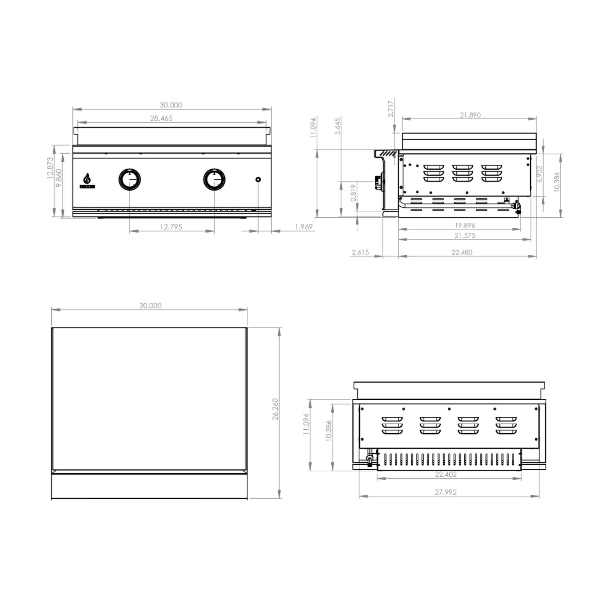 TrueFlame 30" Premium Built-In Stainless Gas Griddle Grill [TFG30] (SAK85362)