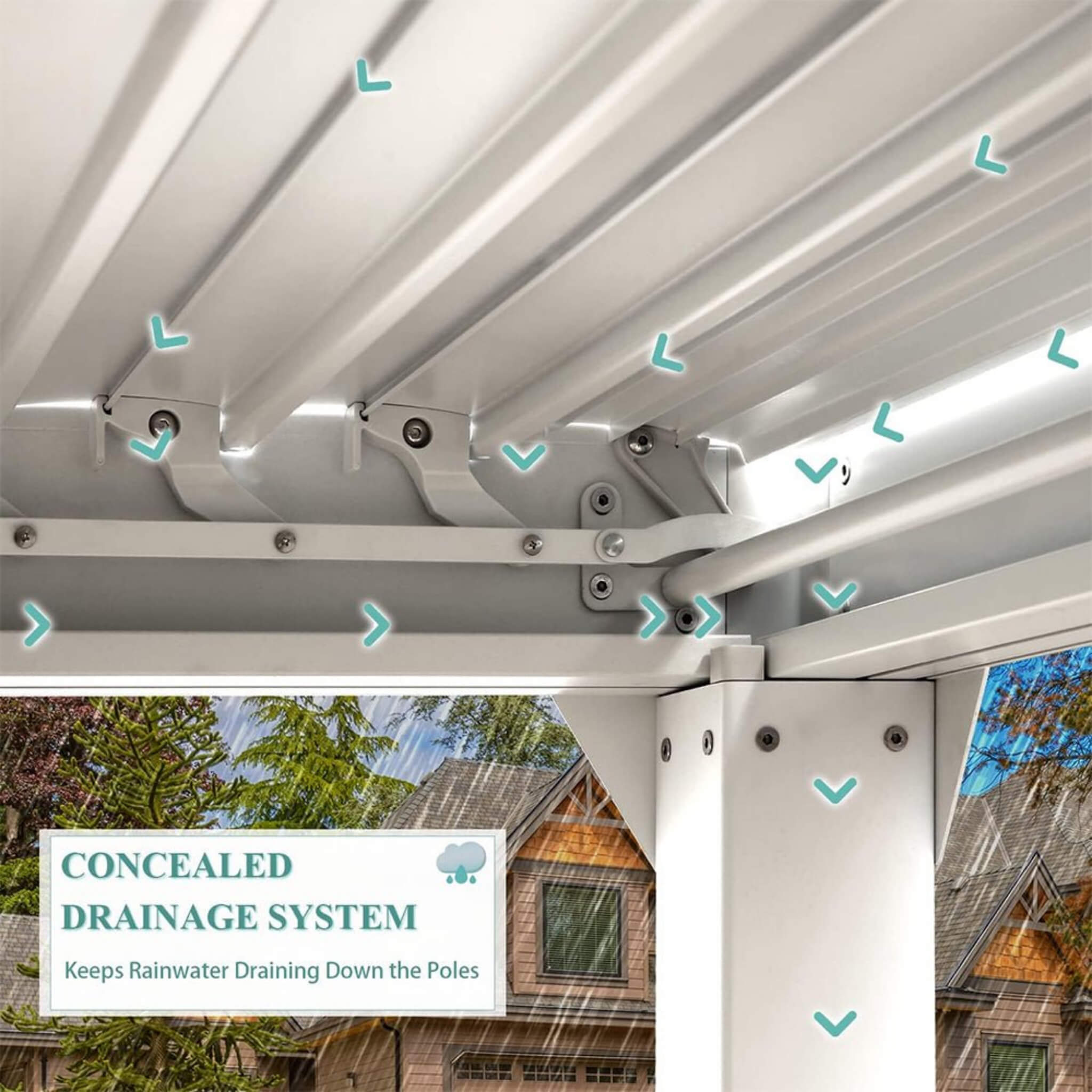 [12X20FT] Alora Outdoor Hardtop Louvered Pergola With Adjustable Aluminum Rainproof Roof (SAK18625)