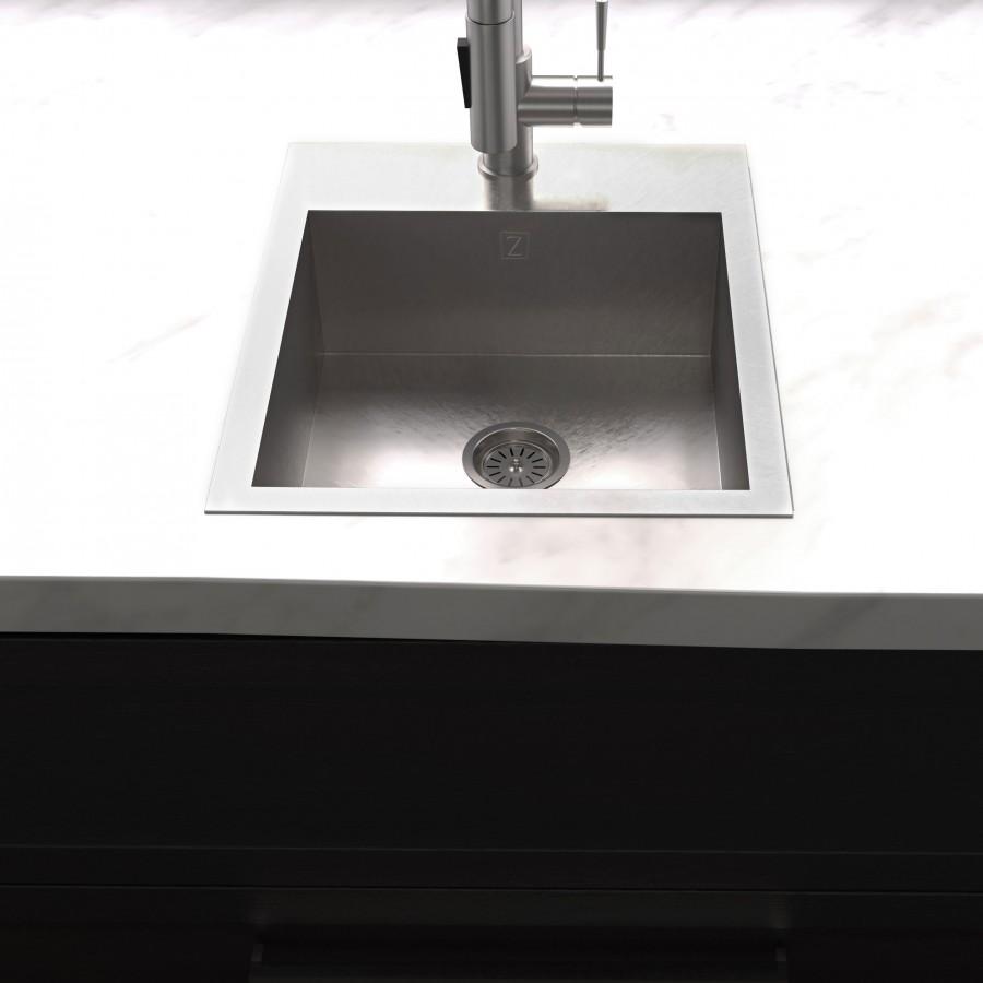 ZLINE 15" Topmount Single Bowl Bar Sink DuraSnow Stainless Steel, STS-15S