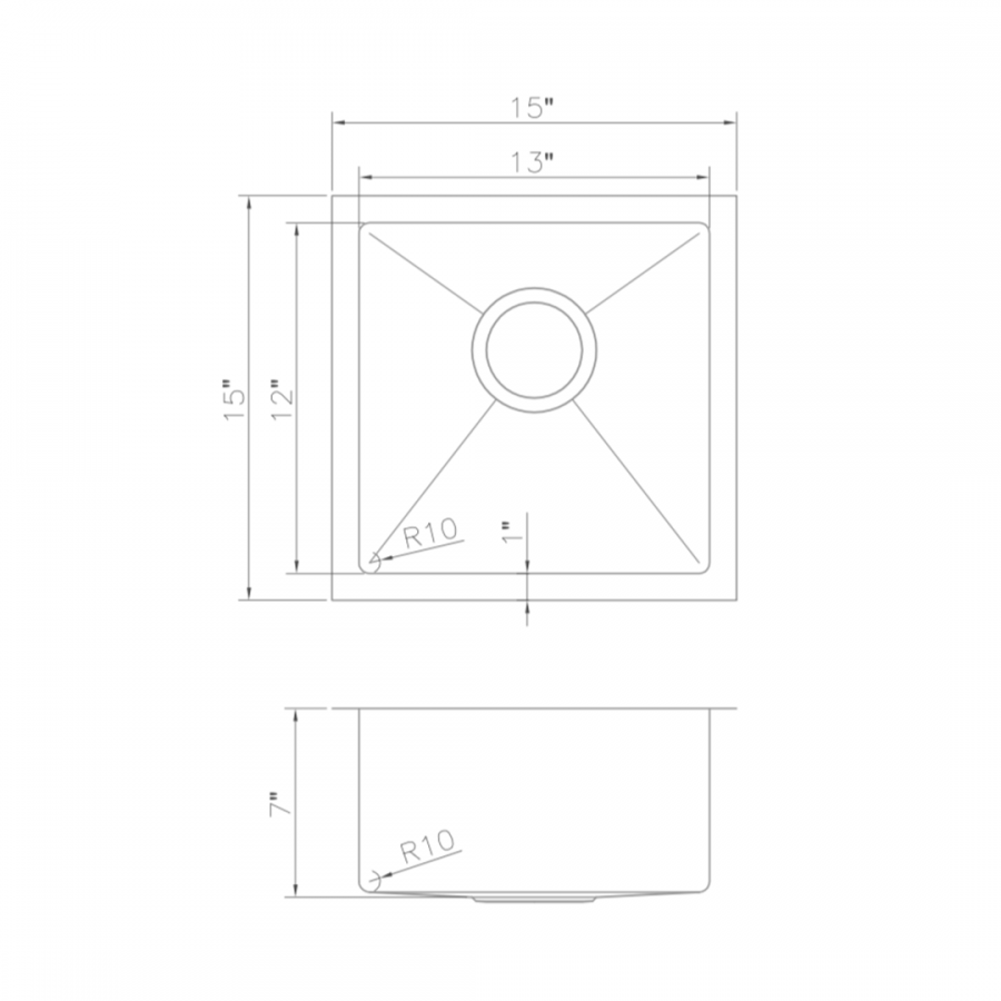 ZLINE 15" Undermount Single Bowl Bar Sink in Stainless Steel, SUS-15