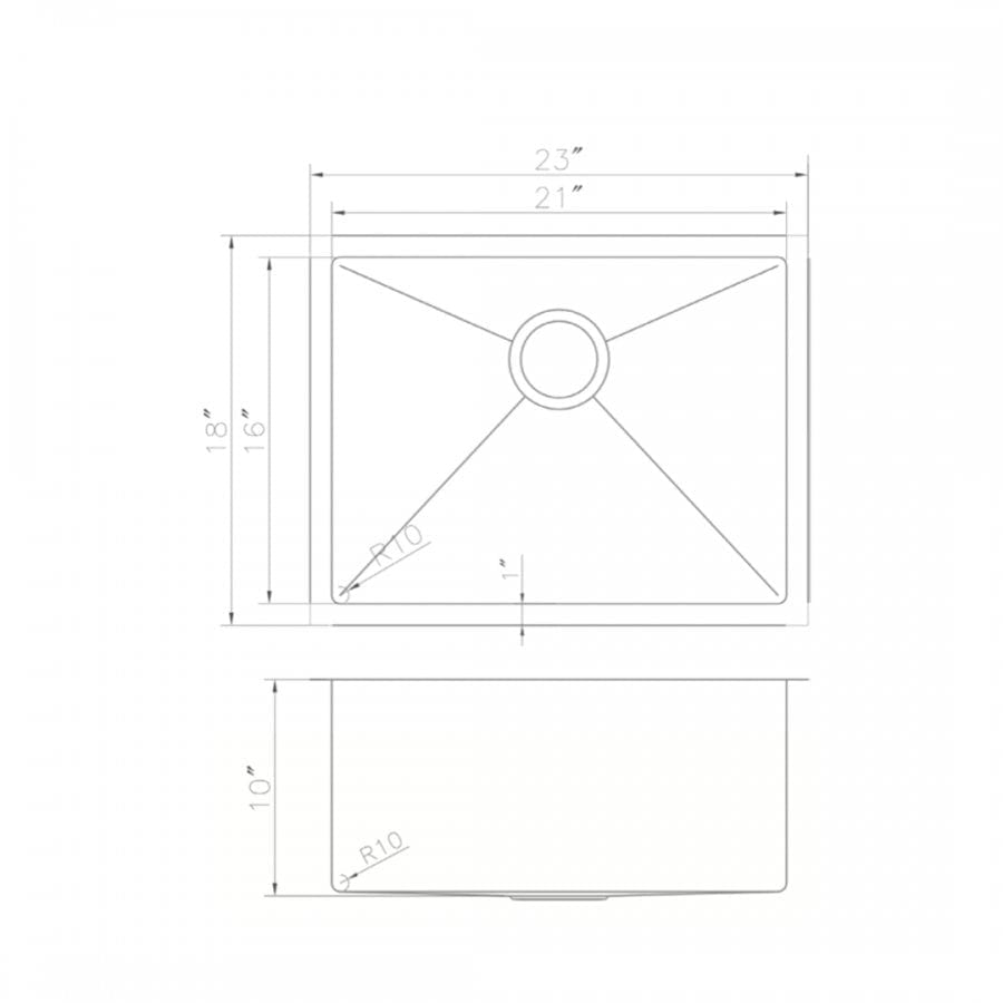 ZLINE 23" Undermount Single Bowl Sink in Stainless Steel, SRS-23