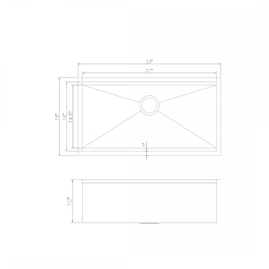 ZLINE 33" Undermount Single Bowl Ledge Sink, Stainless with Accessories, SLS-33