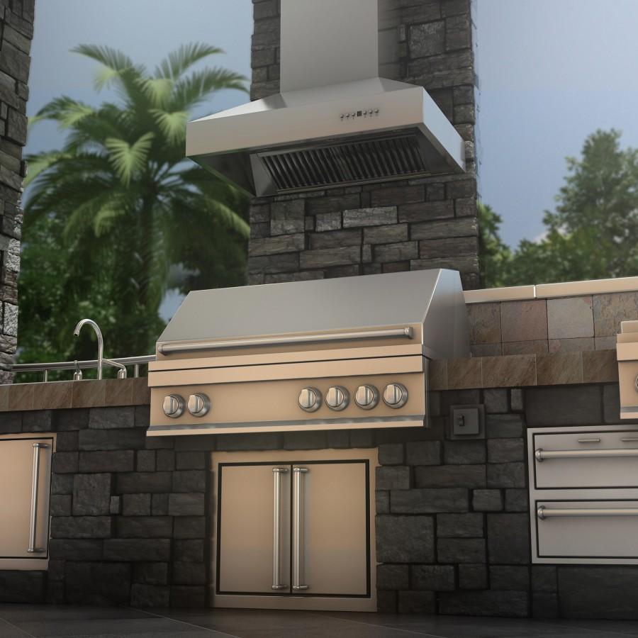 ZLINE 42" Outdoor/Indoor Stainless Steel Wall Range Hood, 667-304-42