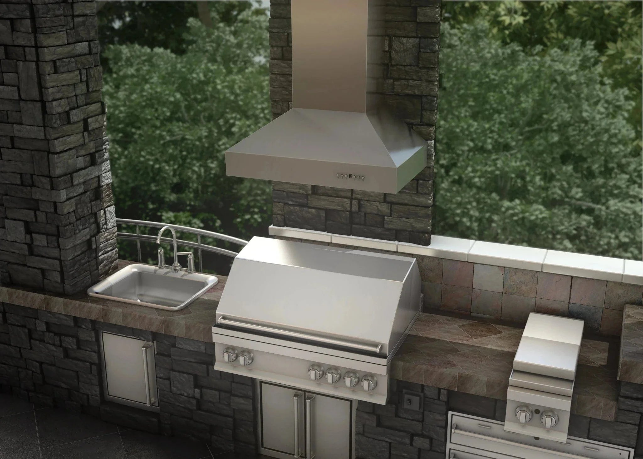 ZLINE Ducted Wall Mount Range Hood in Outdoor Approved Stainless Steel 697-304-36