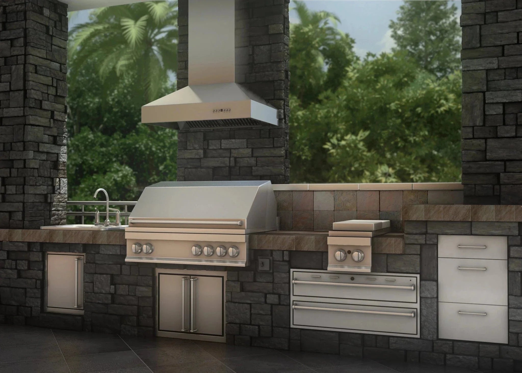 ZLINE Ducted Wall Mount Range Hood in Outdoor Approved Stainless Steel 697-304-36