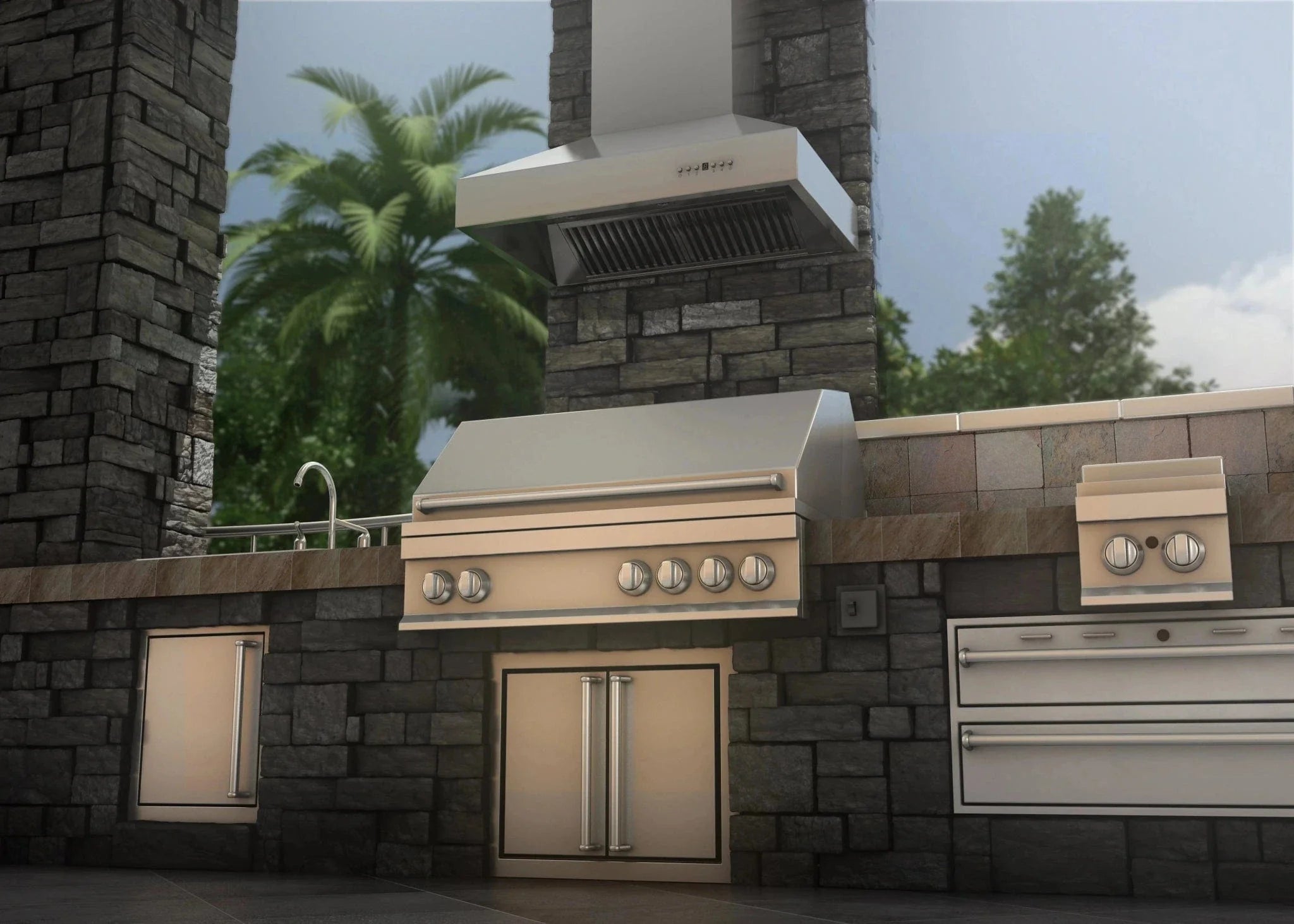 ZLINE Ducted Wall Mount Range Hood in Outdoor Approved Stainless Steel 697-304-36