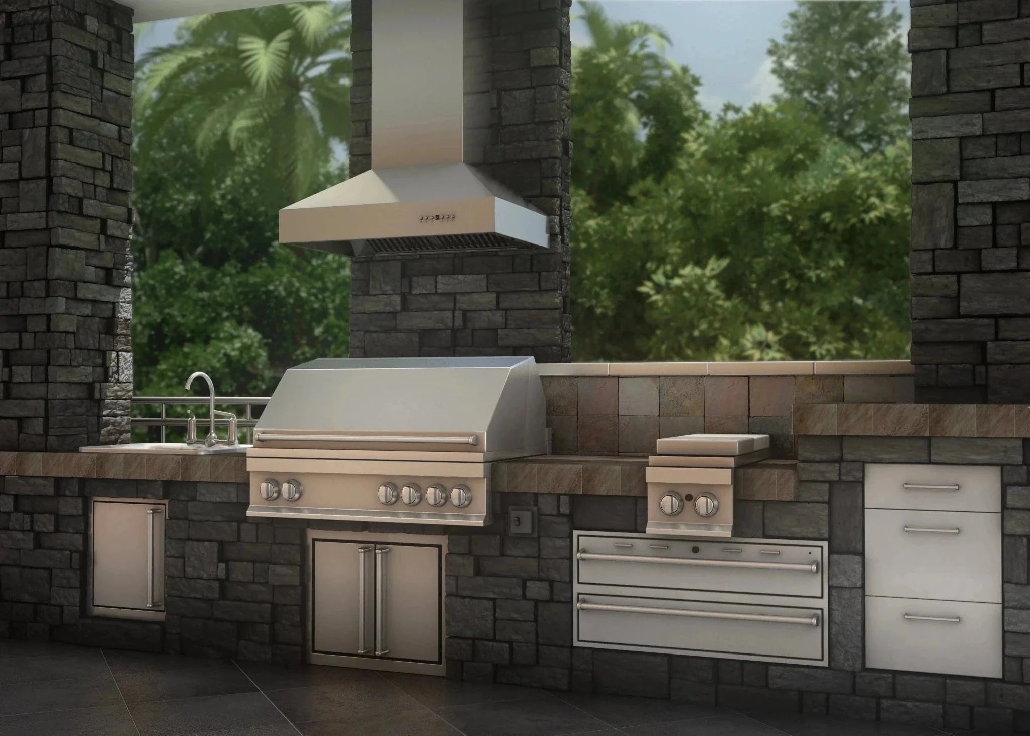 ZLINE Ducted Wall Mount Range Hood in Outdoor Approved Stainless Steel 697-304-42