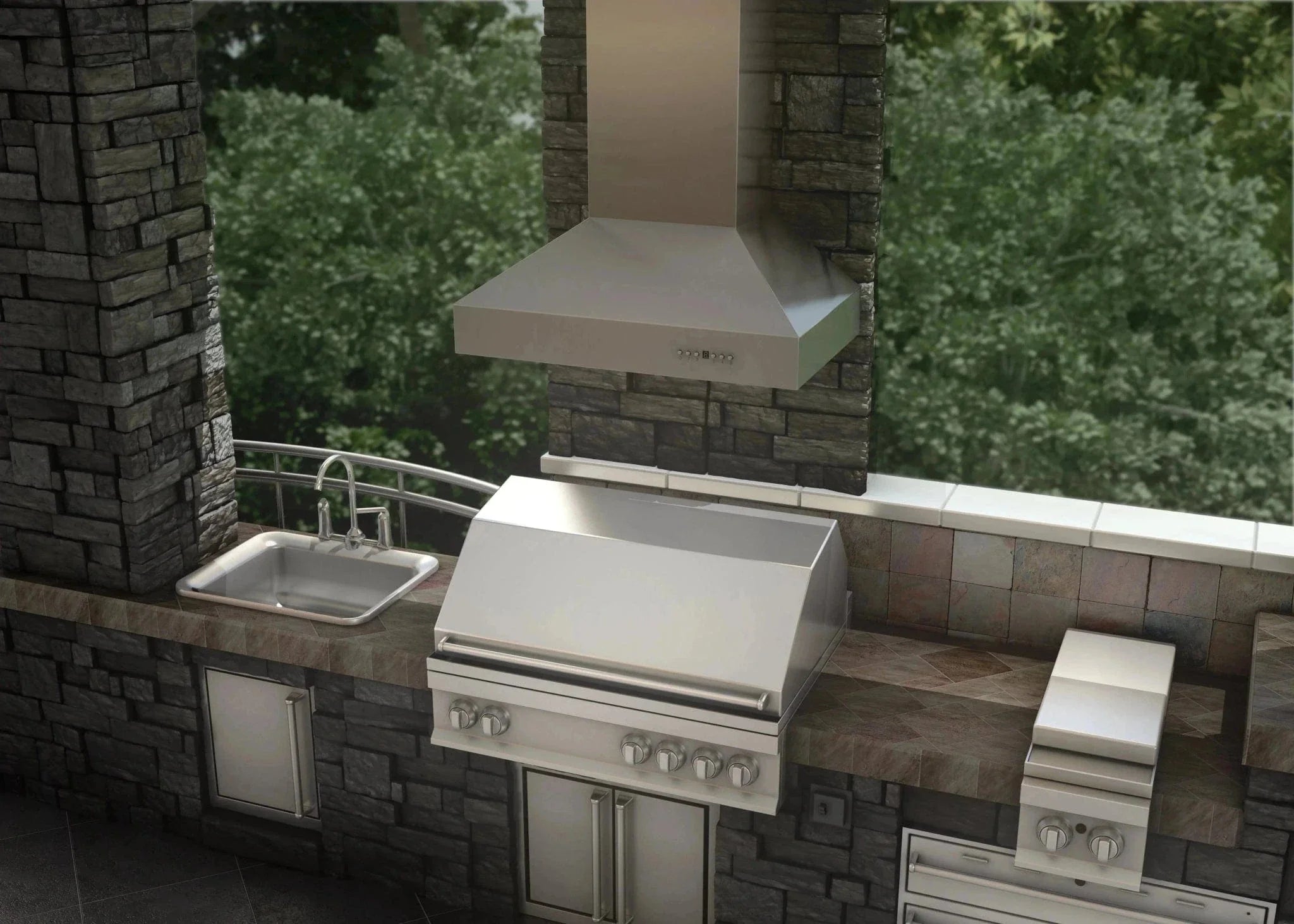 ZLINE Ducted Wall Mount Range Hood in Outdoor Approved Stainless Steel 697-304-48