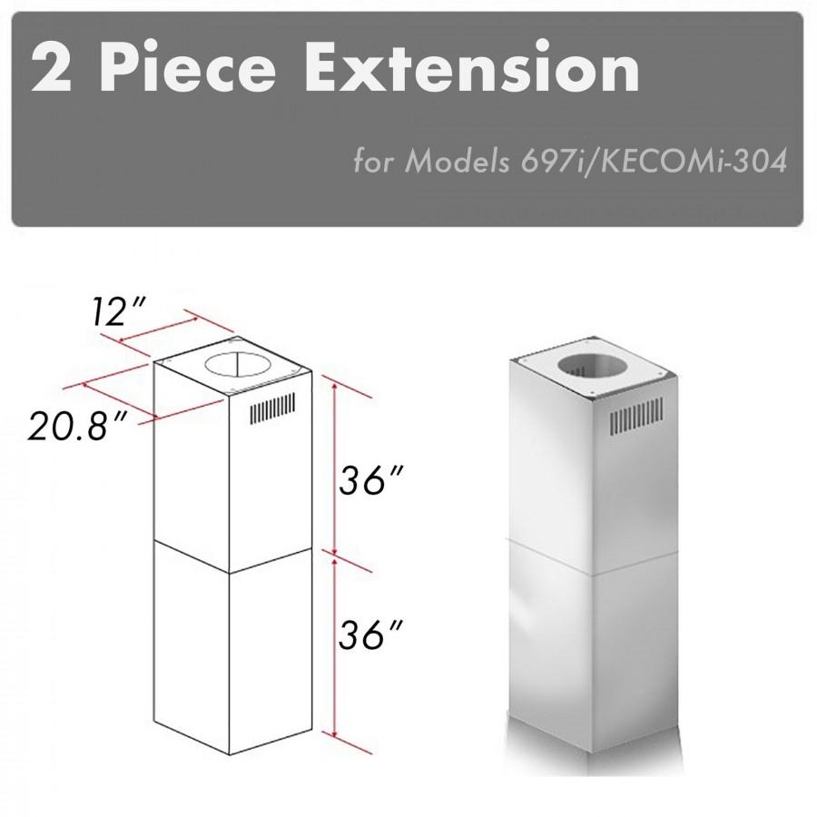 ZLINE Outdoor Chimney Extension 12' Ceiling, 2PCEXT-697i/KECOMi-304